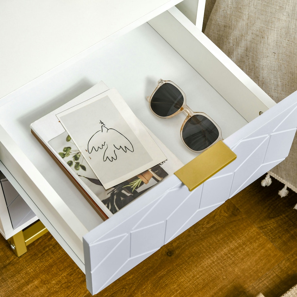 image 1 of HOMCOM Bedside Table, Sofa Side Table W/ 2 Drawers Living Room, Bedroom