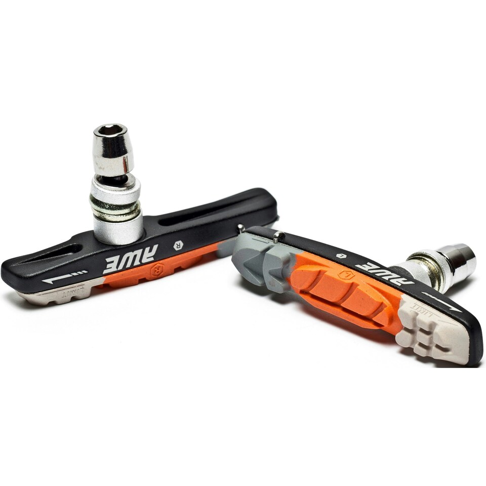 image 1 of AWE 72mm Triple Contour Bike V Brake Blocks/Pads Grey/Orange/White