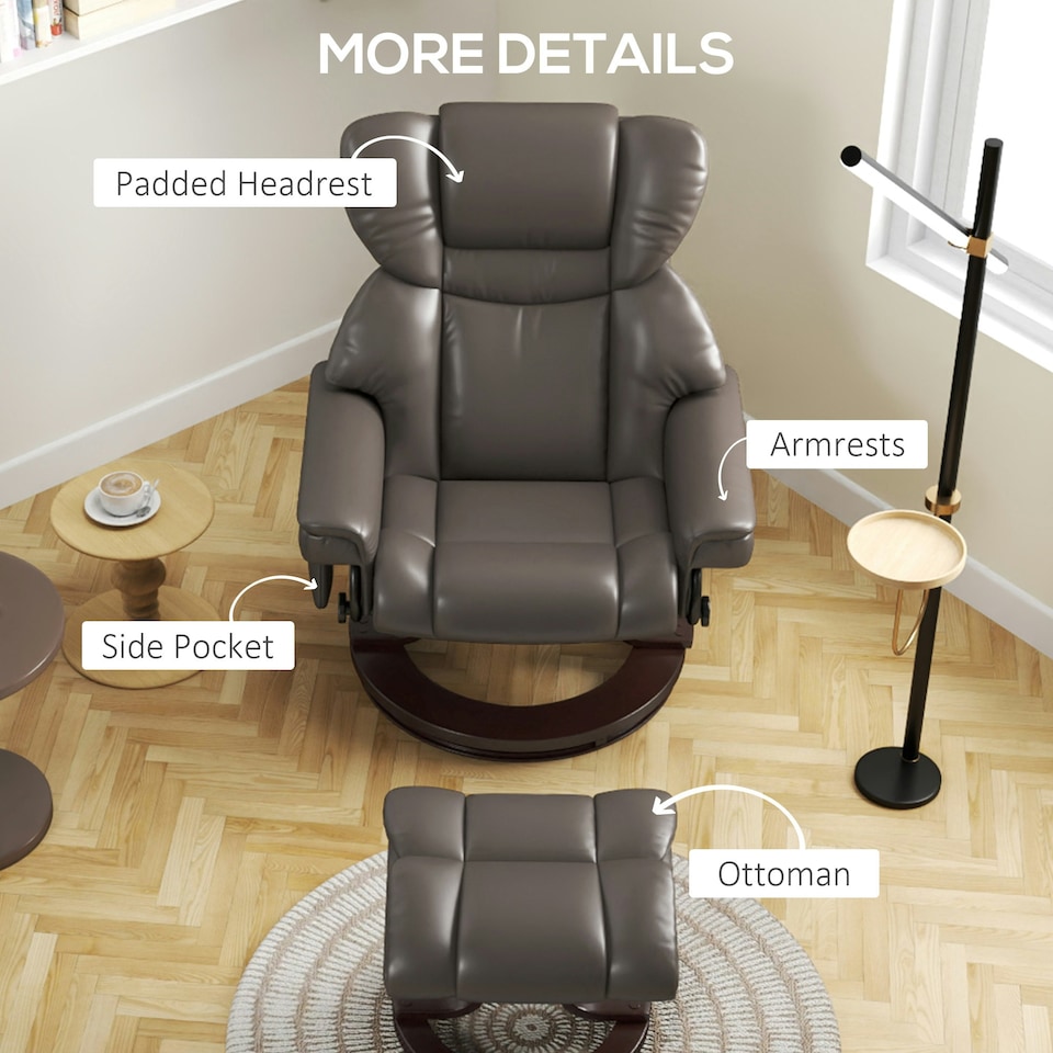 image 1 of HOMCOM Massage Recliner Chair with Footstool and Adjustable Backrest, Brown 