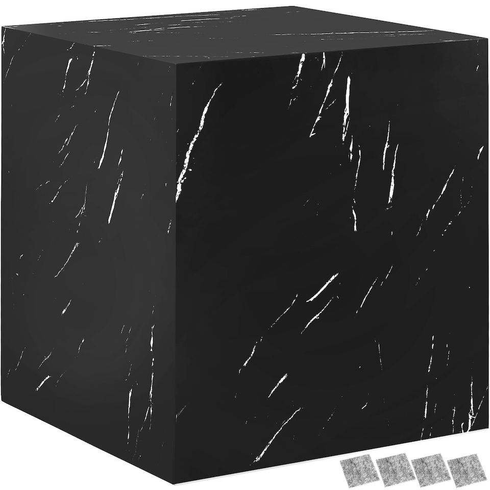 image 1 of Coffee Table Lasley in a Modern Minimalist Cube Design with Luxury Materials | Black | Black marble look | 45 x 45 x 50 cm | 1