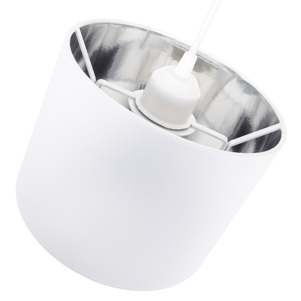 image 1 of Modern White Cotton Fabric Small 8 Inch Lamp Shade with Shiny Silver Inner | White