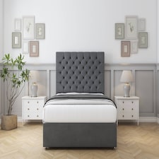 Sloomy Mayfair Armour Coniston Divan Bed With Mattress 4 Drawers With 26" Strutted Headboard 5' King | Grey | Armour | King | 1