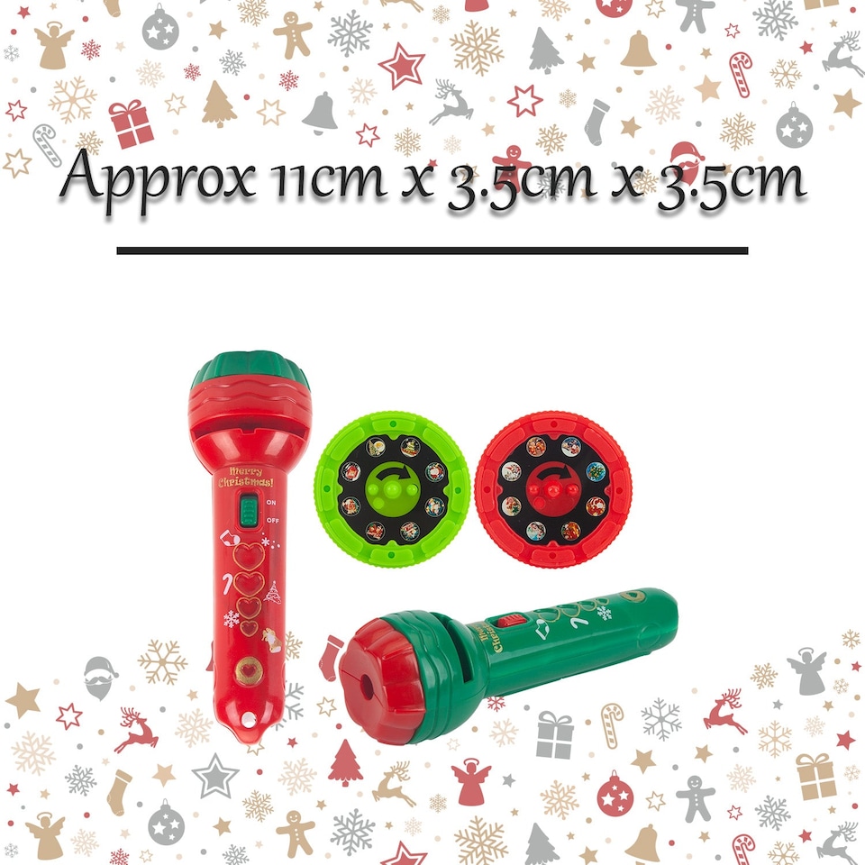 image 1 of vfm-estore Christmas Projector Torch 16 Patterns, Red and Green, 11 x 3.5 cm