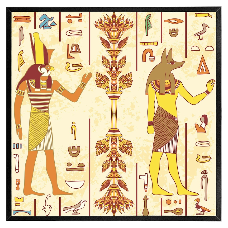 image 1 of Egyptian gods & ancient egyptian hieroglyphs (Picture Frame) White | L