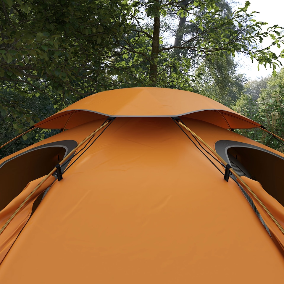 image 1 of Outsunny Camping Tent Dome Tent with Removable Rainfly for 1-2 Man, Orange