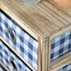 image 4 of Wooden Chest Of Storage Drawers Plaid Fabric Bedroom Organiser Coastal Style | Brown