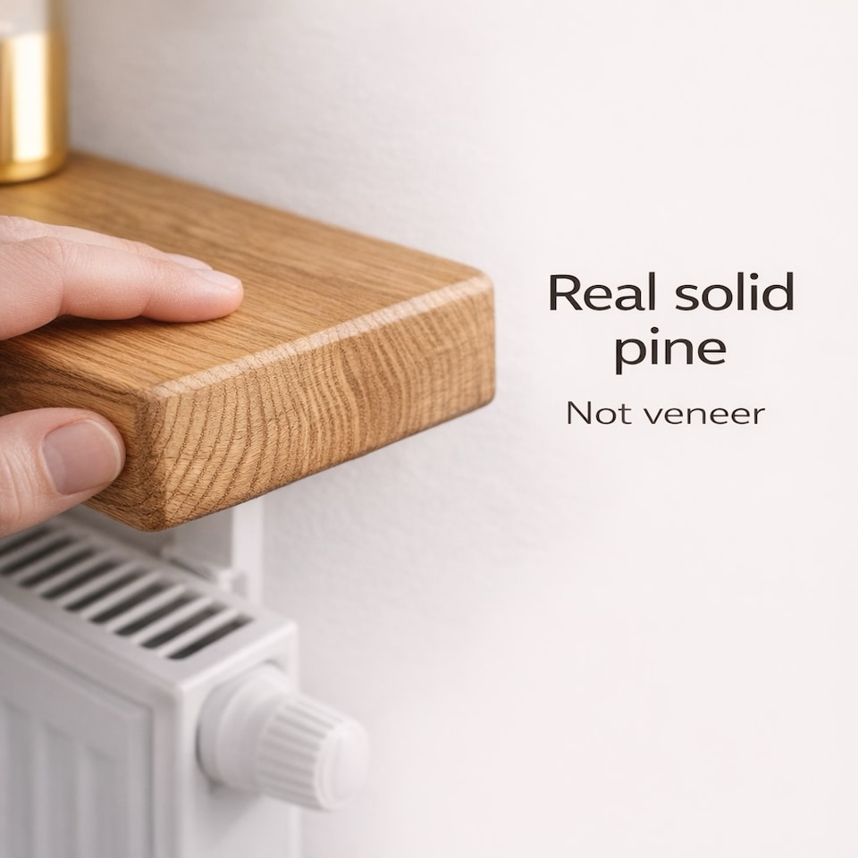 image 1 of MKGT Solid Wood Radiator Shelf with No-Drill Brackets, Handmade in UK, Dark Oak – 140cm