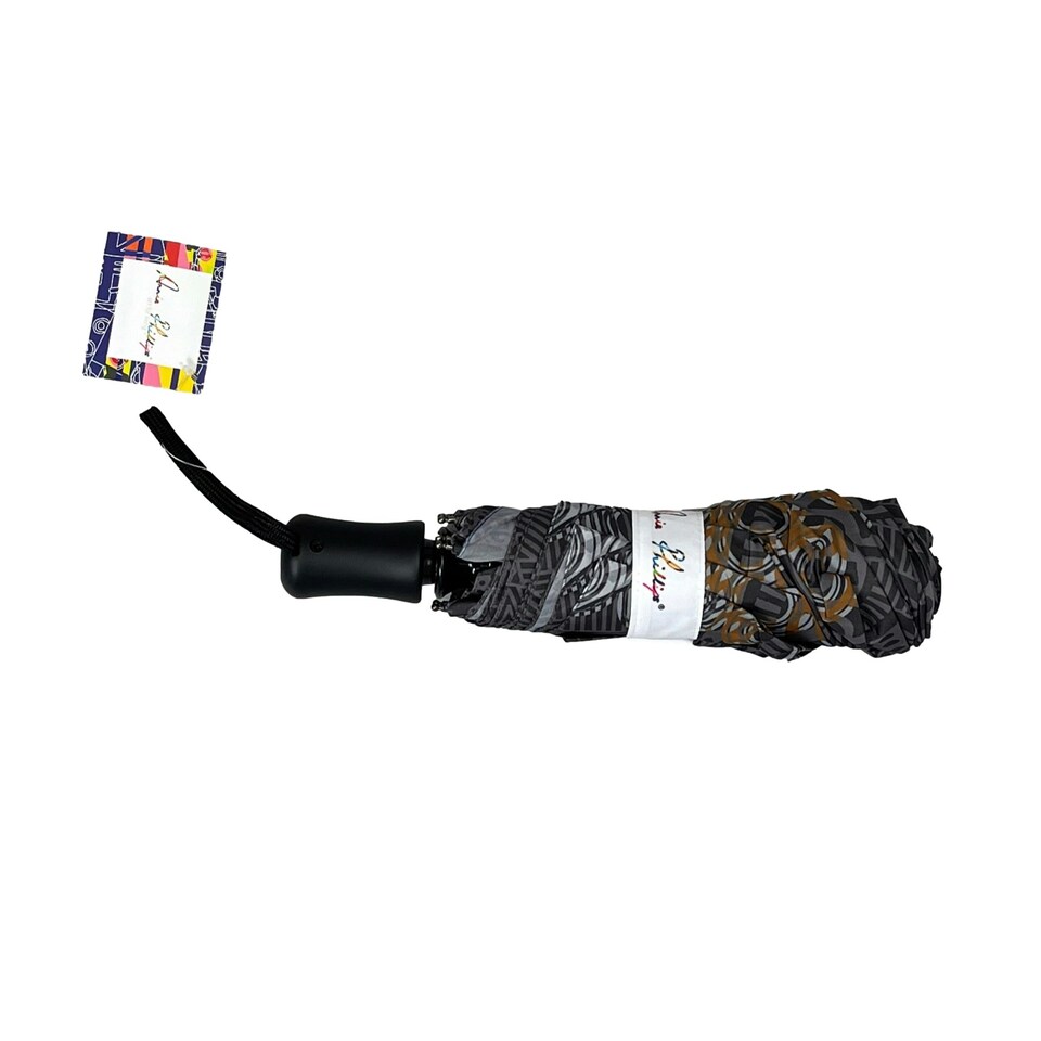 image 1 of Annie Phillips Folding Umbrella Automatic Open Close Circles Grey