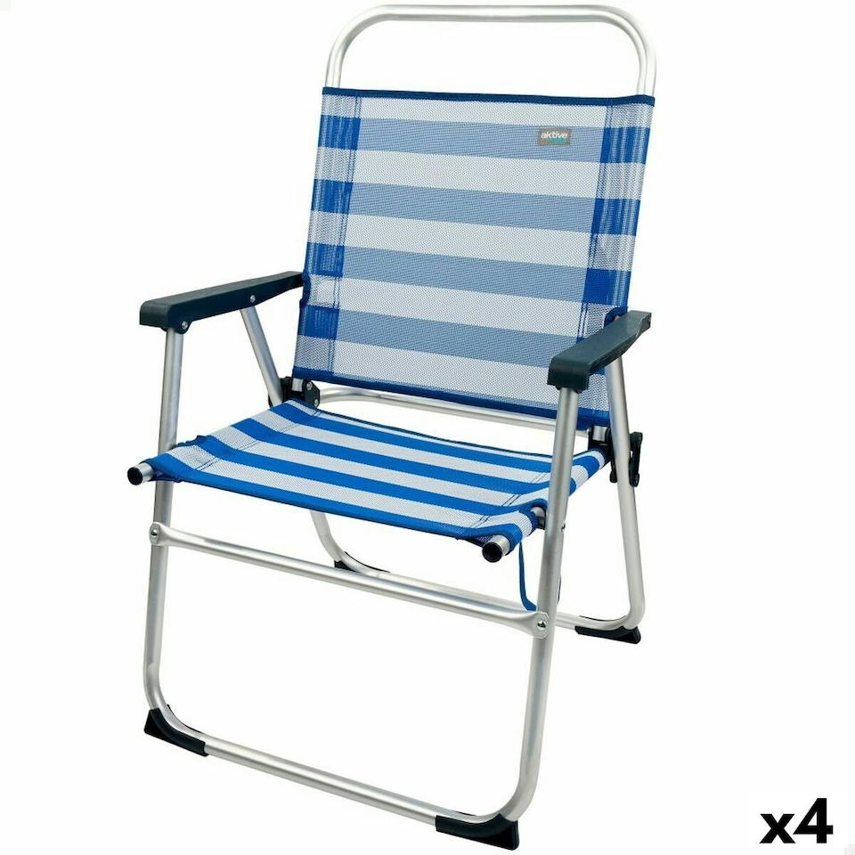 image 1 of Beach Chair Aktive Blue White 48 x 88 x 50 cm Aluminium Foldable (4 Units) N/A