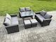 image 2 of Fimous Outdoor Lounge Sofa Set Wicker PE Rattan Garden Furniture Set with Rectangular Dining Table 2 Seat Sofa 2 Small Footstools Dark Grey Mixed