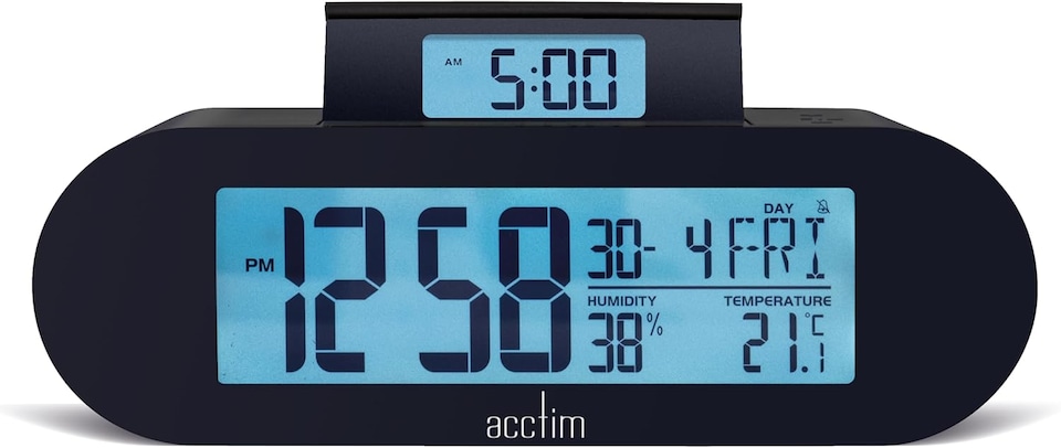 image 1 of Acctim Kian Digital Alarm Clock Crescendo Alarm Date, Temperature & Humidity Display Pop Up Alarm | Black | Soot