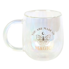ou Are Made of Magic Iridescent Double Walled Glass Mug