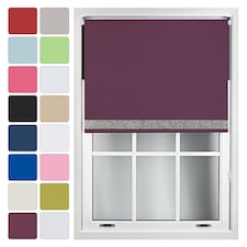 FURNISHED Blackout Roller Blinds with Silver Glitter Trim Made to Measure | Purple | Aubergine | (W) 90cm x (L) 165cm