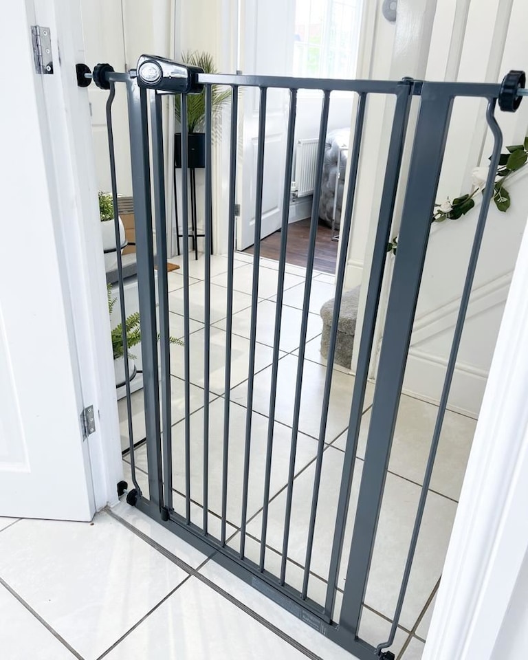 image 1 of Safetots Extra Tall Metal Safety Gate Pressure Fit, 75cm - 82.6cm, Slate Grey, 104cm in Height, Extra Tall Baby Gate | Grey | 1