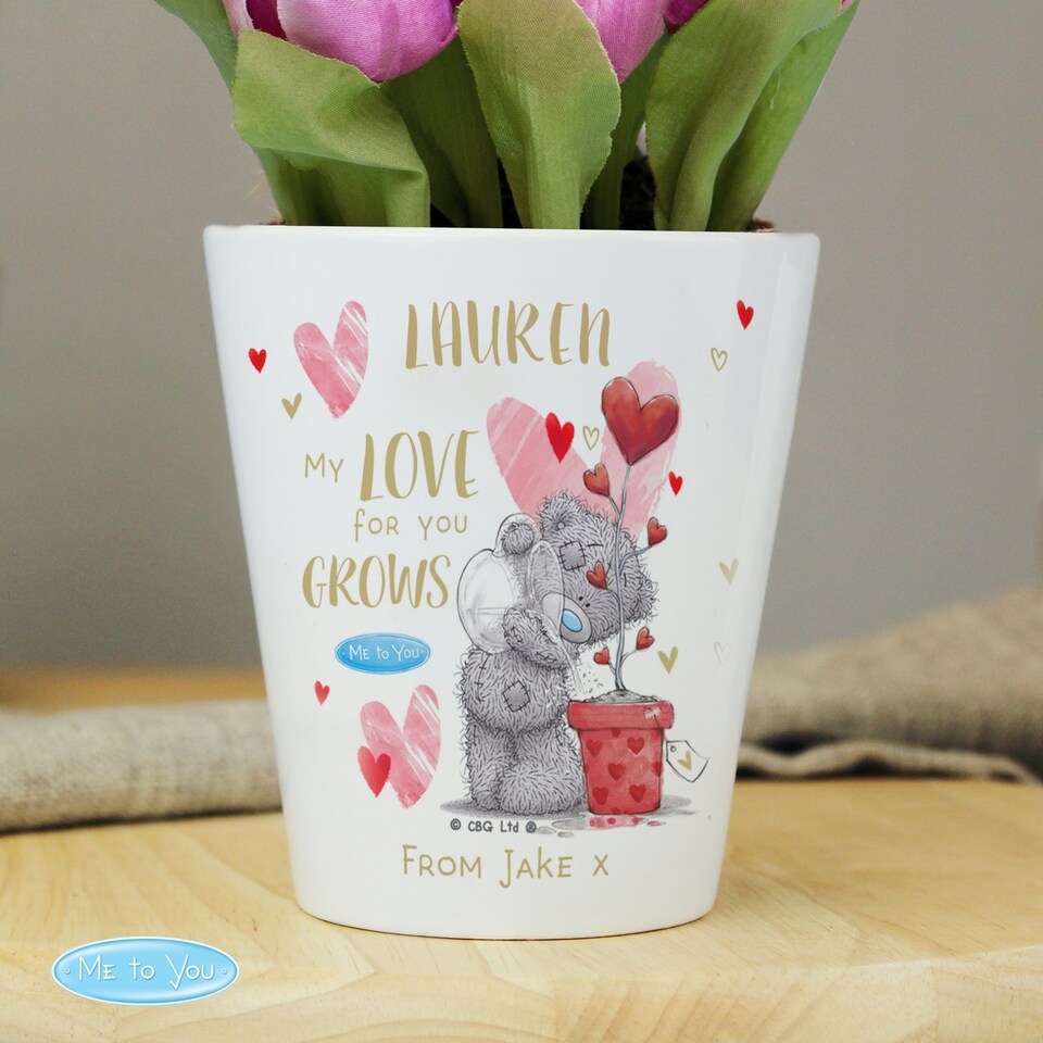image 1 of Personalised Me To You Love Grows Plant Pot | White