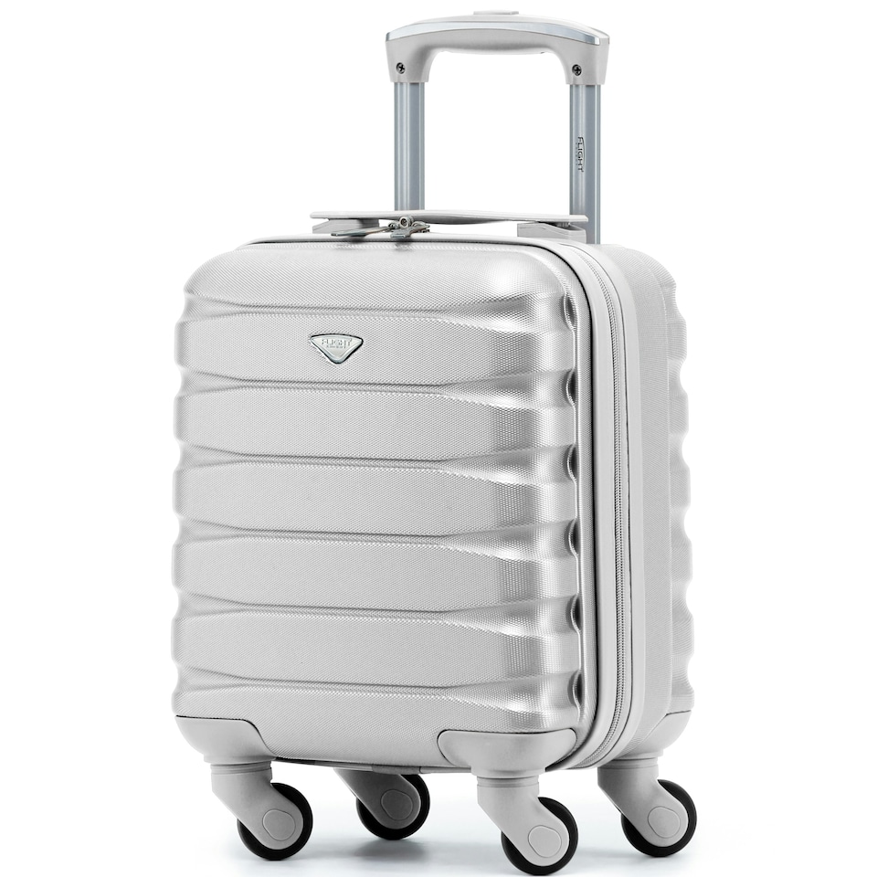 image 1 of 40x30x20cm Wizz Air & Vueling Maximum Size Free Cabin Carry On Lightweight 4 Wheel ABS Hard Case Suitcases Cabin Carry On Hand Luggage Silver | Silver | Cabin Bag