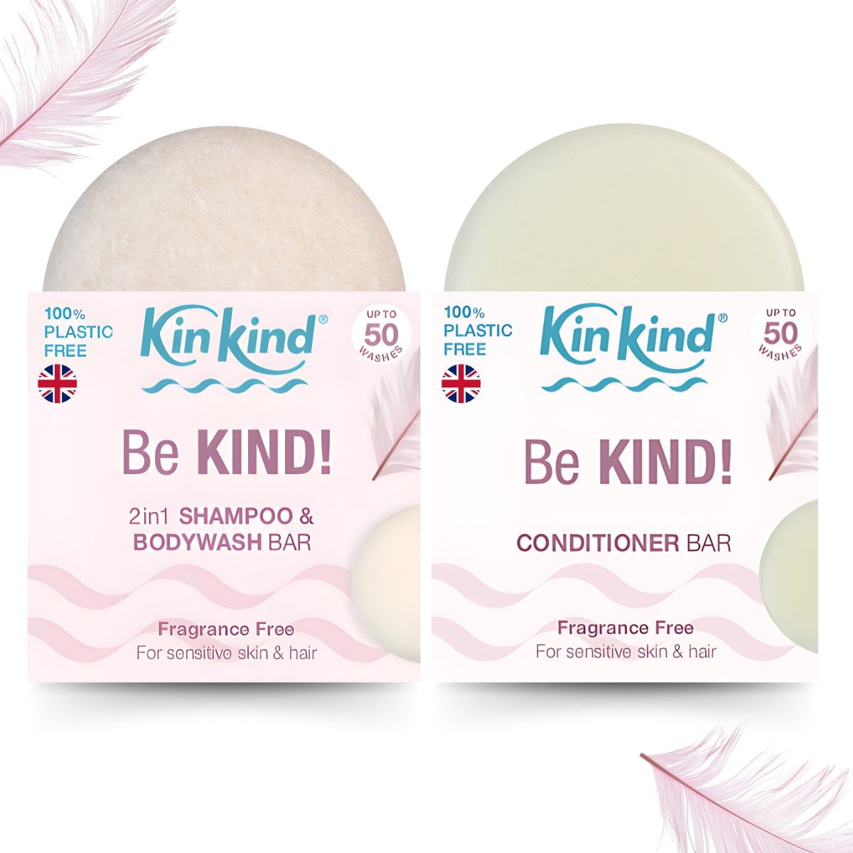 KinKind Be KIND! Fragrance Free Natural Shampoo and Conditioner Set for Dry Scalp. Unscented Solid Shampoo bar and Hair Conditioner bar ideal for Eczema, Sensitive skin, Psoriasis & Folliculitis.