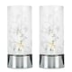 image 2 of ValueLights Pair Of Floral Design Glass Polished Chrome Touch Table Lamps | Chrome