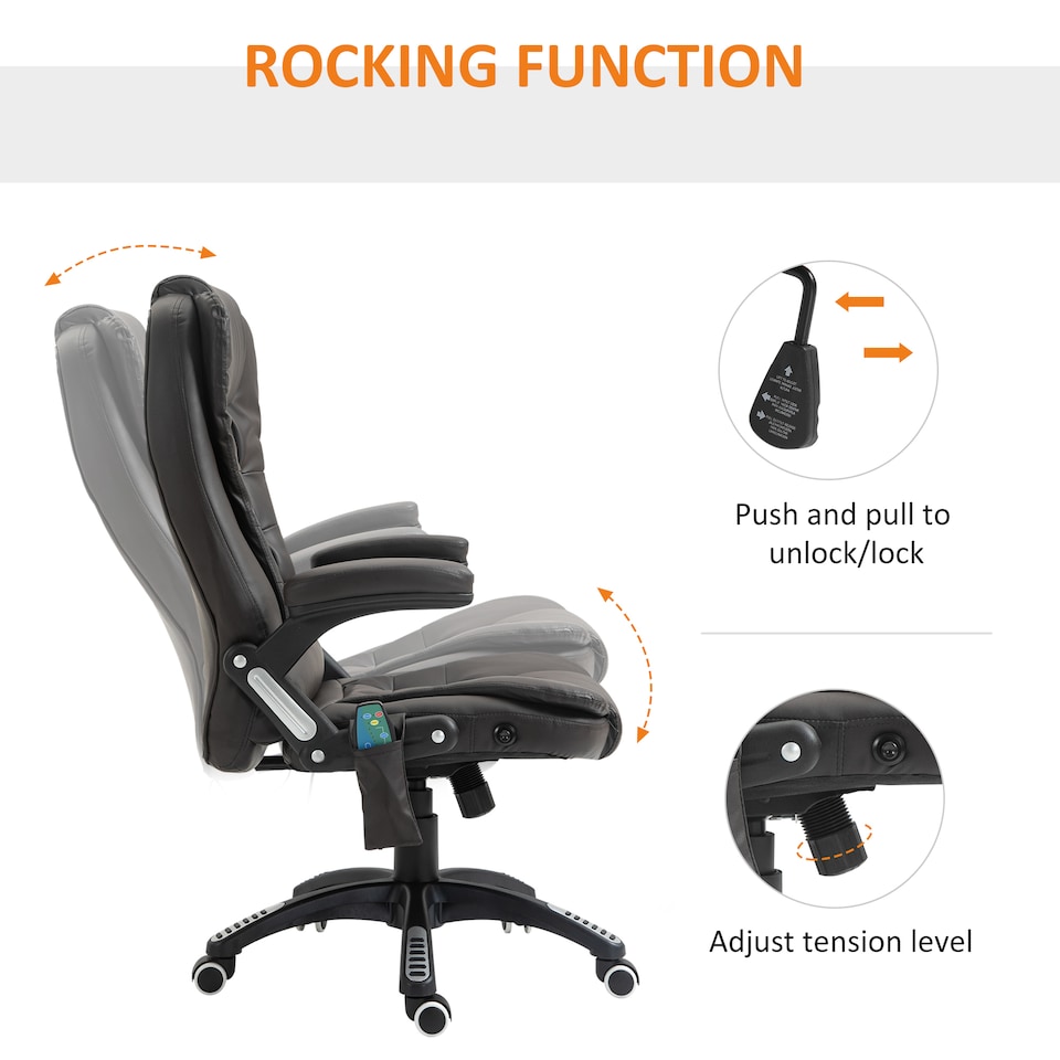 image 1 of HOMCOM Heated Vibrating Massage Office Chair with Reclining Function, Brown
