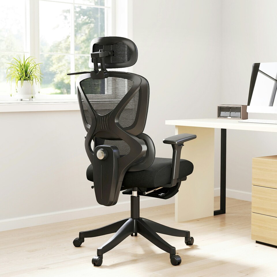 image 1 of HOMCOM Executive Office Chair, Recliner Computer Chair with Footrest, Black