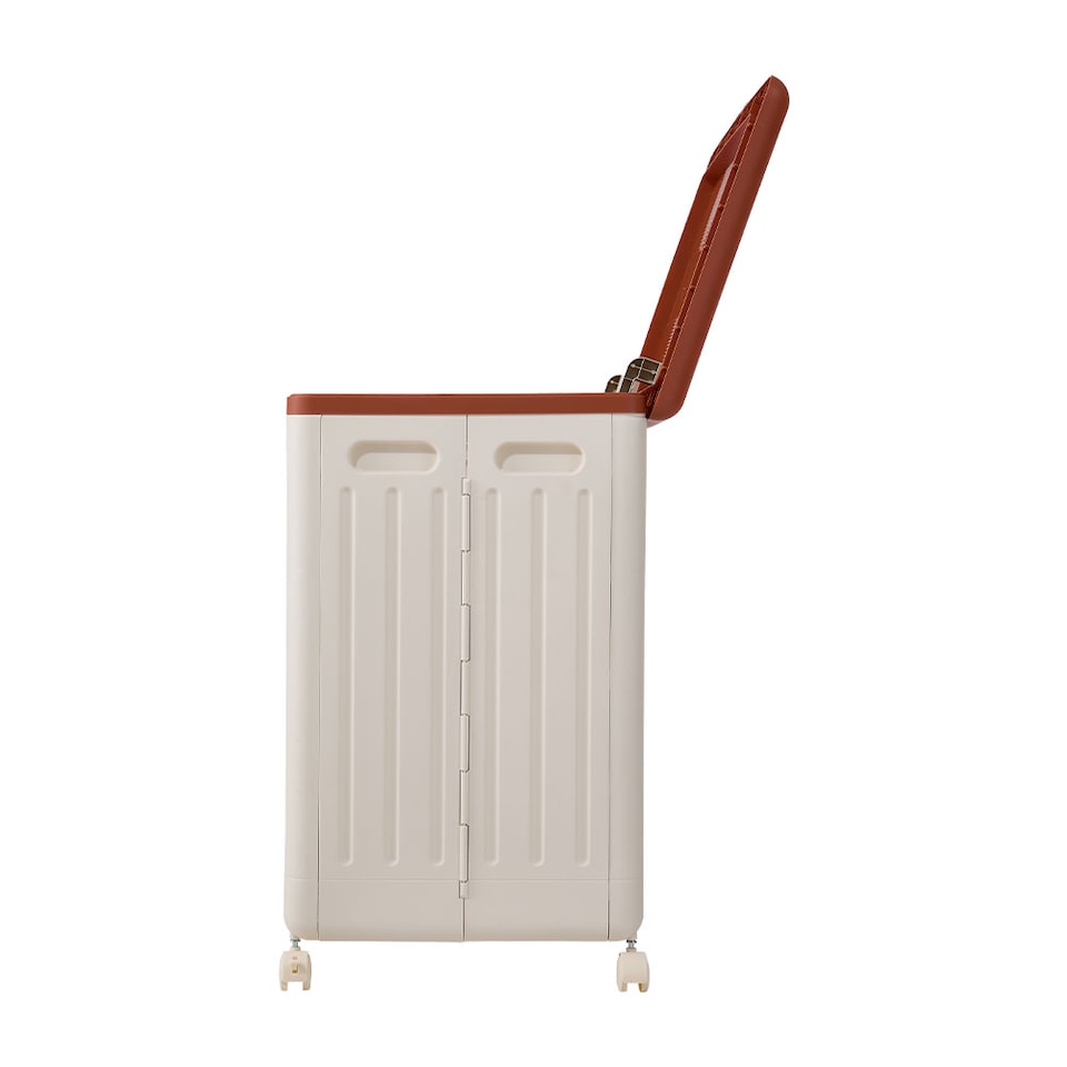 image 1 of Living and Home 160L Foldable Clothes Storage Box Container with Wheels, Brown | Brown