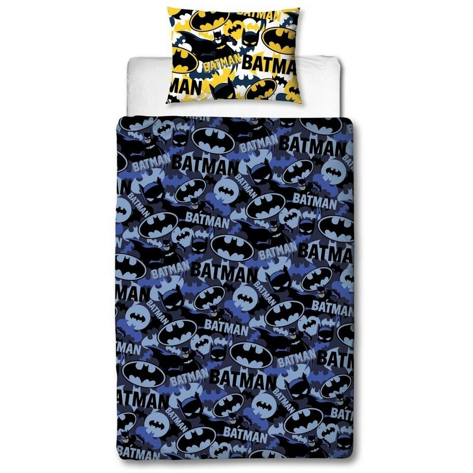 image 1 of Batman Camo Duvet Cover Set - Blue/Yellow/Black - Single Blue | Single