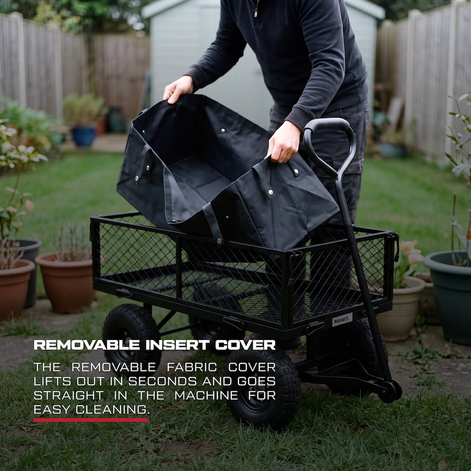 image 1 of MoverX 250KG Garden Trolley Heavy-Duty Wagon, Folding Sides, Rubber Wheels