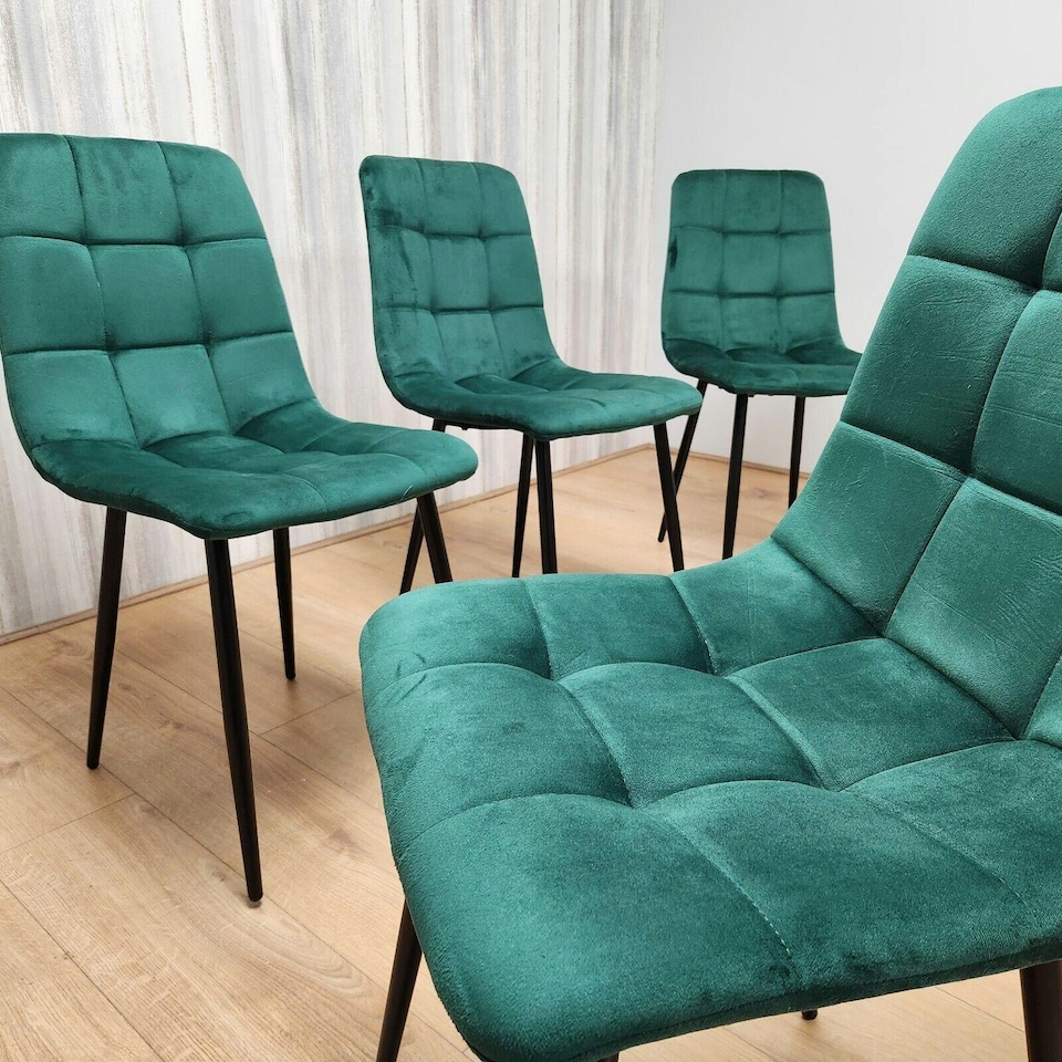 image 1 of Dining Chairs set of 4 velvet green kitchen chairs Green