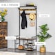 image 3 of HOMCOM Coat Rack Stand Shoe Storage Bench for Bedroom Living Room Entryway