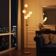 image 2 of HOMCOM 5Light Upright Floor Lamps for Living Room with Lampshade, Modern Standing Lamp for Bedroom, Bulb not Included, Silver