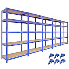 5 x T-Rax 90cm Blue Racking & Bay Connectors Blue