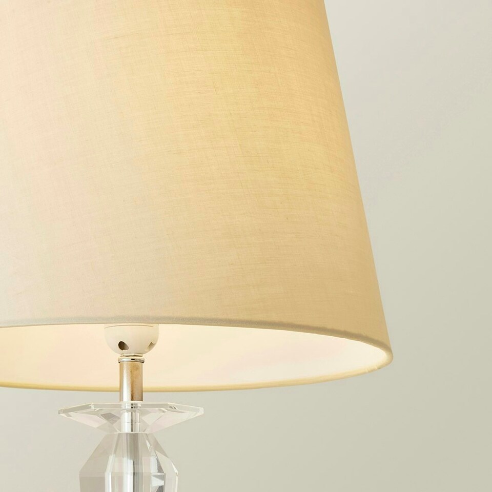 image 1 of ValueLights Modern Clear Genuine K9 Crystal Base Table Lamp With Beige Shade