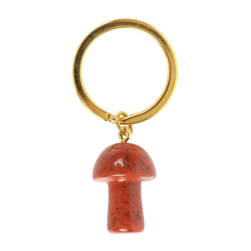 image 1 of Red Jasper Crystal Mushroom Keyring