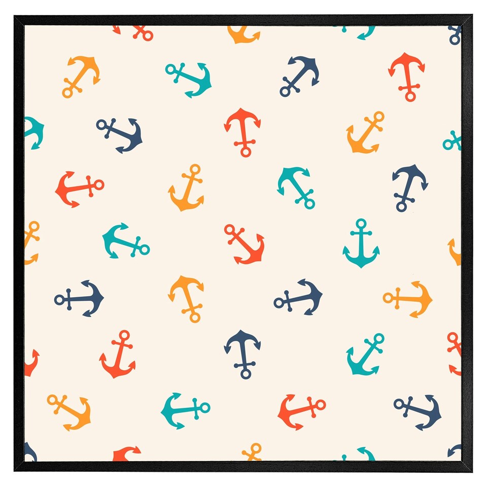 image 1 of Multi coloured anchors (Picture Frame) Black | M