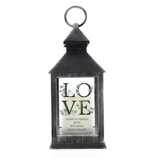 Personalised LOVE Wedding Black LED Lantern