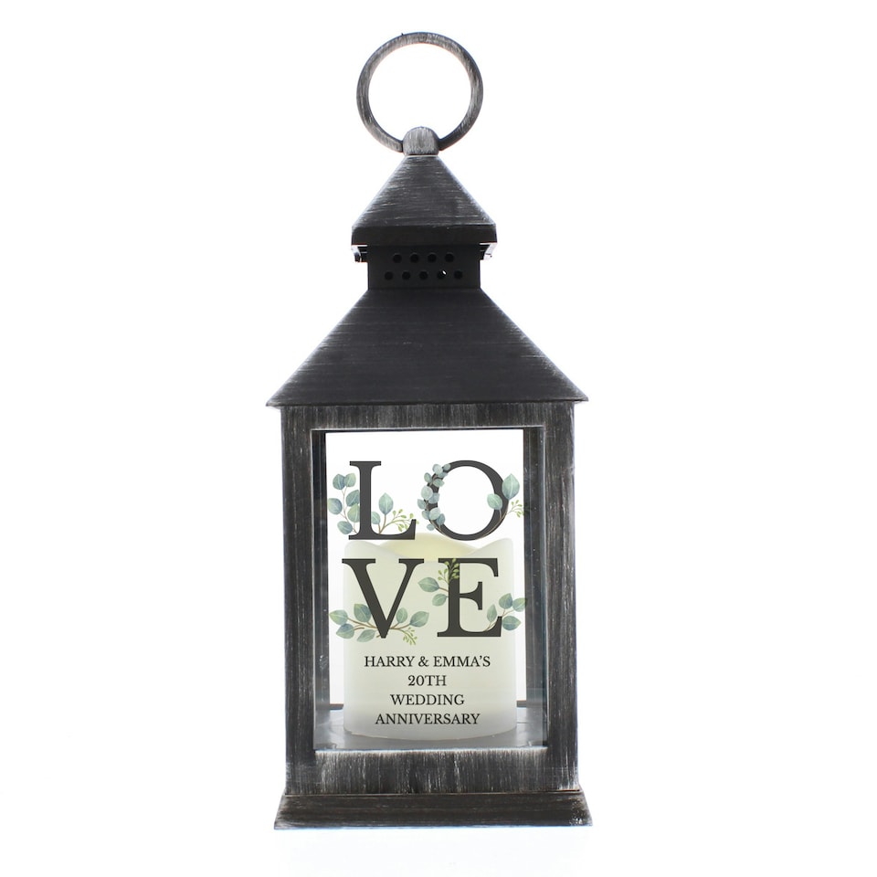 image 1 of Personalised LOVE Wedding Black LED Lantern