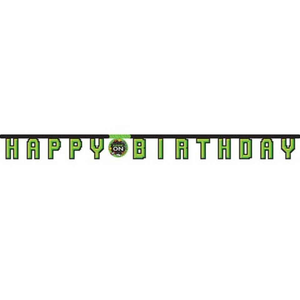 Gaming Party Happy Birthday Cardboard Jointed Letter Banner 218cm