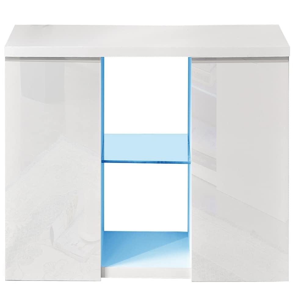 image 1 of MDA Designs Ara White Modern TV Cabinet for Flat TV Screens of up to 65" Entertainment Unit with Built-in Blue LED Lights White