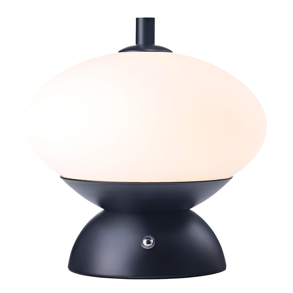 image 1 of Black Domed Rechargeable Touch Dimmable Table Lamp with Frosted Glass Shade | Black