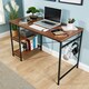 image 6 of Computer Desk Adjustable Shelves Storage Hook Office Table Workstation Brown | Light Oak