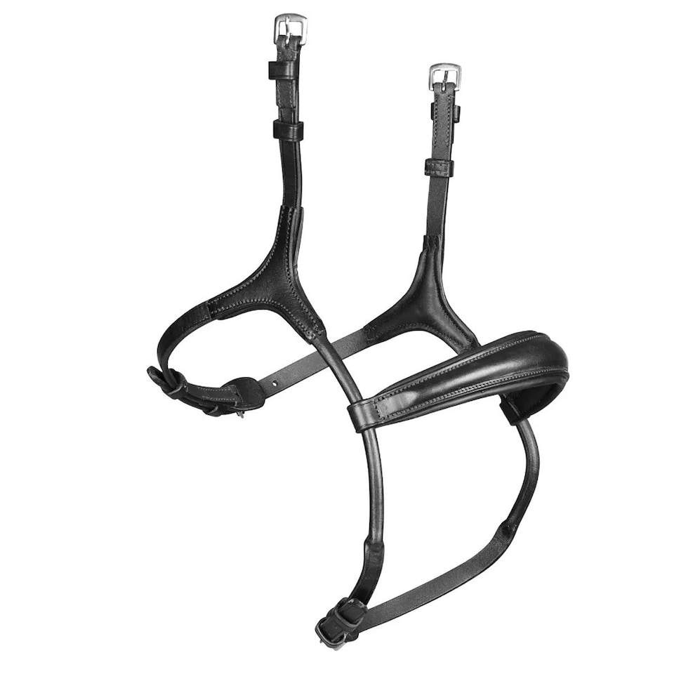 Velociti Lusso Leather Horse Cavesson Noseband - Black - Full (UTER1862)