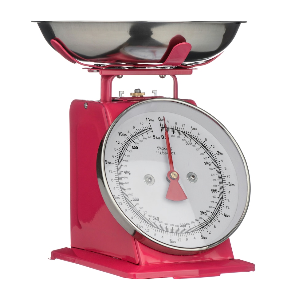 image 1 of Interiors By Premier Premium 5Kg Hot Pink Retro Kitchen Scale, Retro Style Kitchen Scale, Iron Steel Constructed Baking Scale