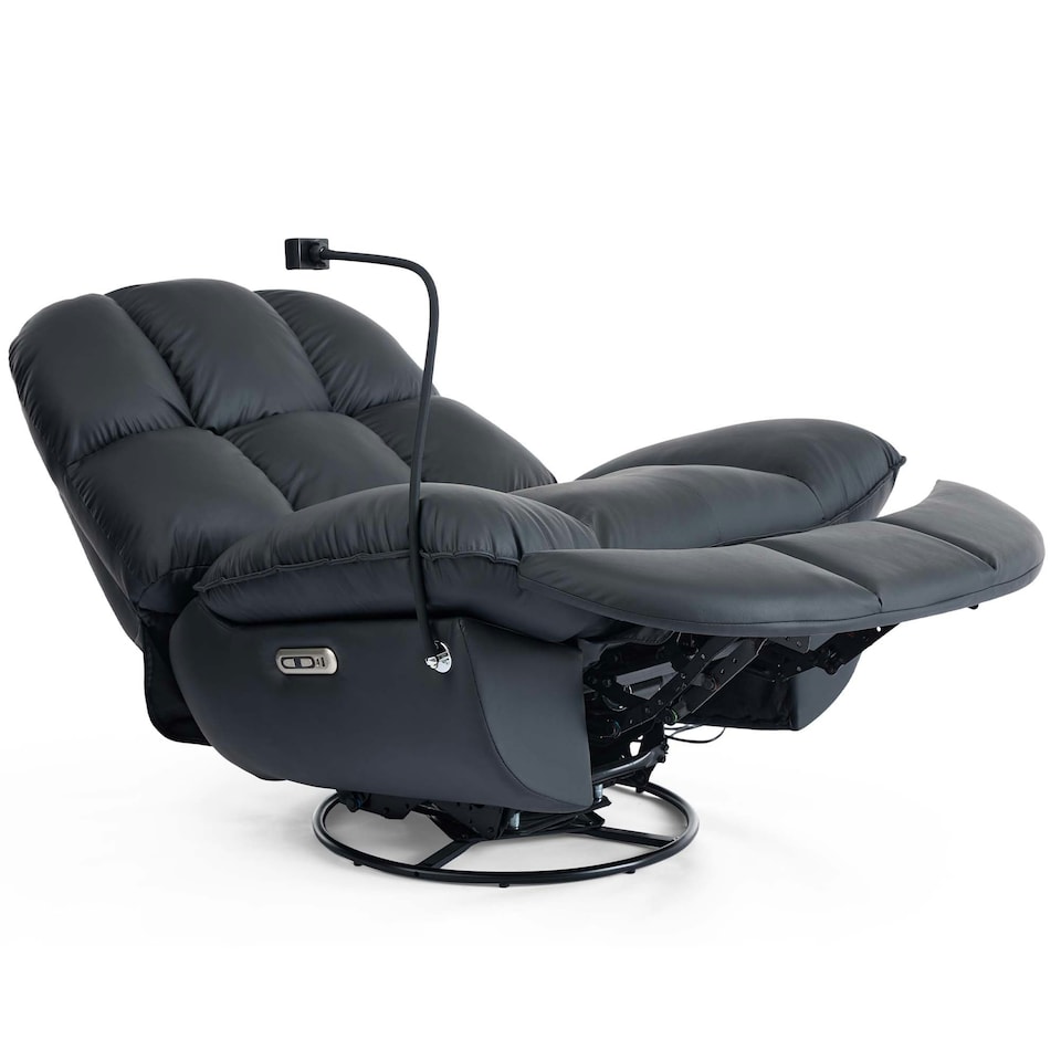 image 1 of Chicago Faux Leather Swivel & Rocker Electric Recliner Chair Black | Black | Black | One Size
