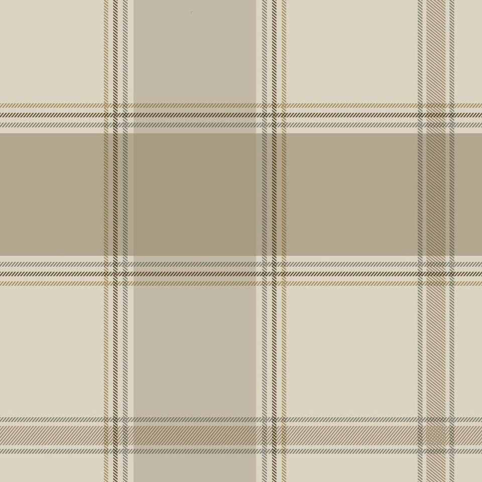 image 1 of Belgravia Bramble Checked Wallpaper - Beige - 10m x 0.5m Brown