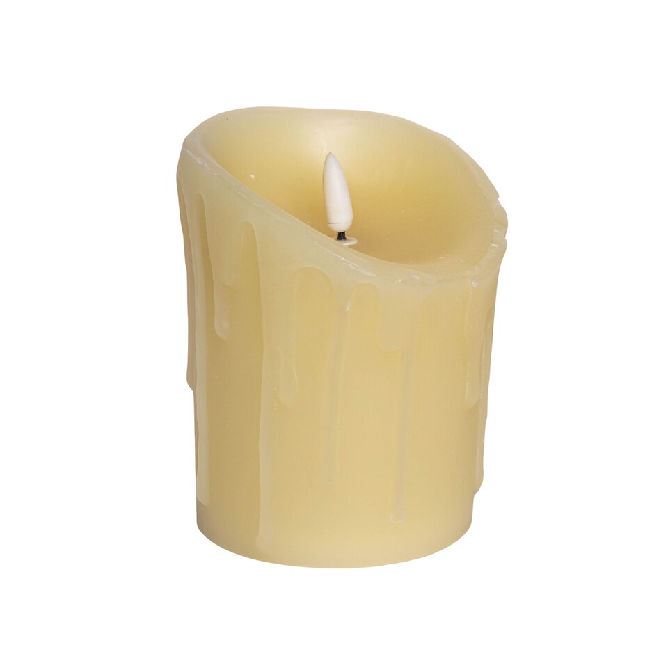 image 1 of 13x9cm Battery Operated Realistic Candle with Melted Effect & Dancing LED Flame