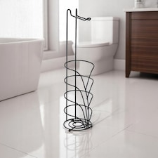 Showerdrape Vertu Black Toilet Roll Holder & Spare Combo | Black | Black | 1