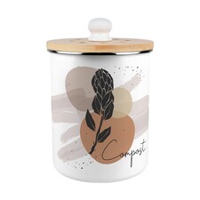 Proteas Flowers Compost Caddy - Metal 2L Decorative Kitchen Food Waste Bin