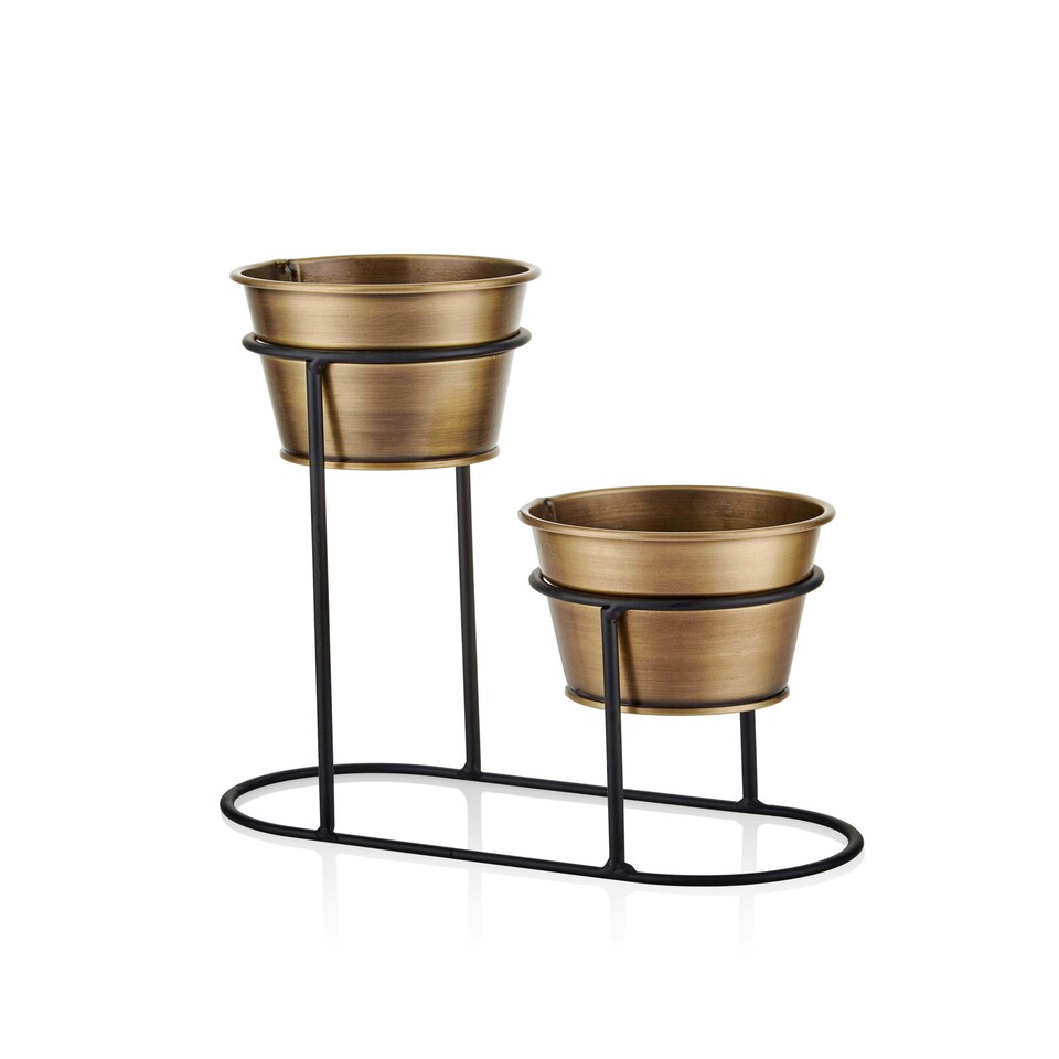 image 1 of 2in1 Gold Succulent Plant Pot