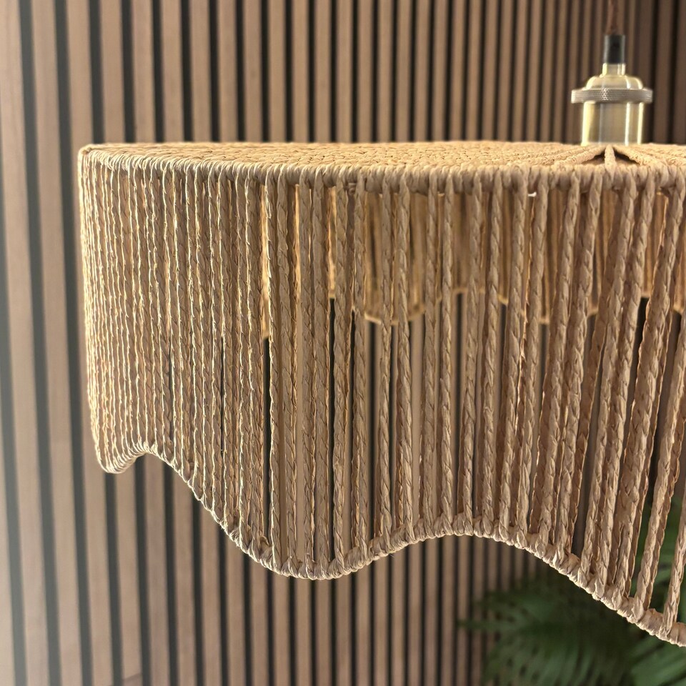 image 1 of CGC Francesca Large 60cm Natural String Round Scallop Woven Easy-Fit Lampshade