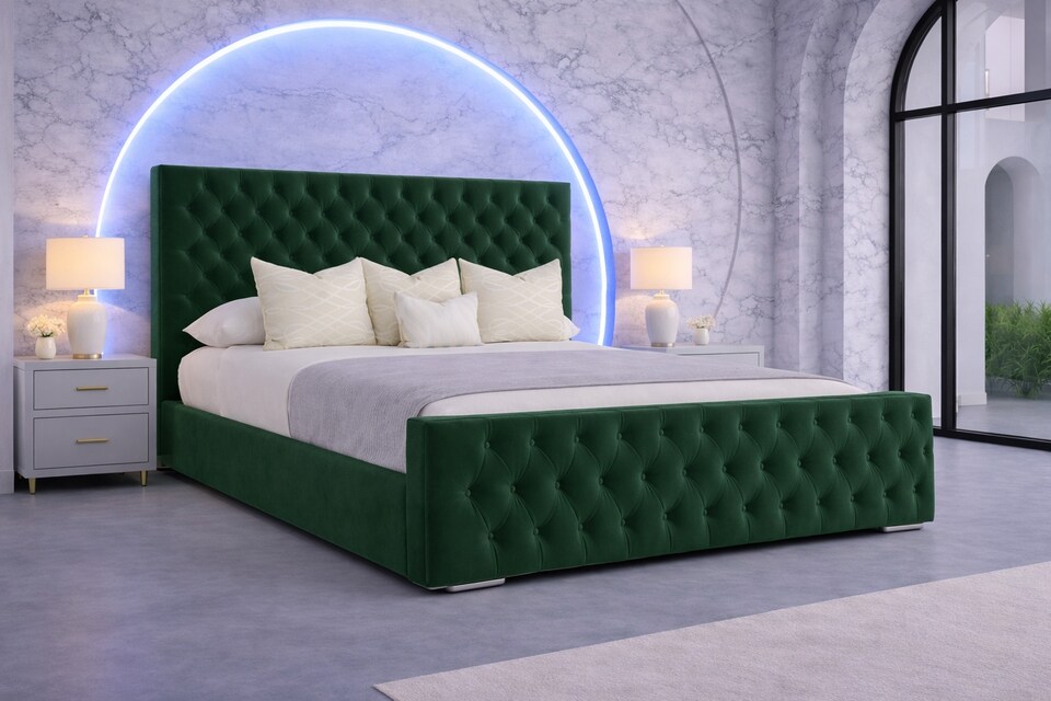 image 1 of The Luxury Duke 3FT Single Bed Frame in Green Plush